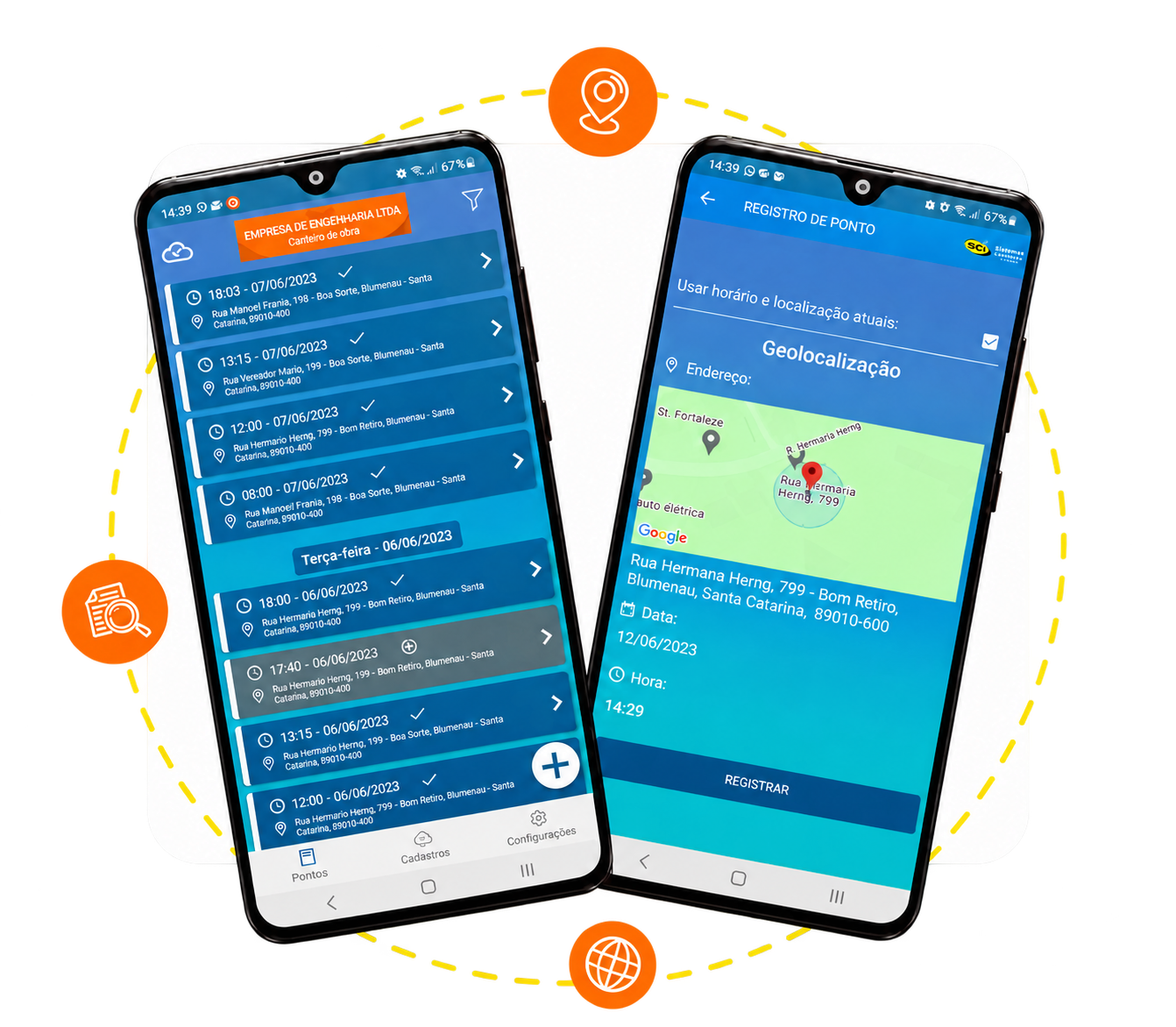 SCI APP 4.0 em smartphones com registro de ponto e geolocalização